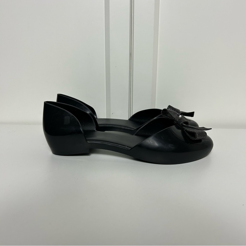 Mini Melissa seduction v bow black sandals Womens 6